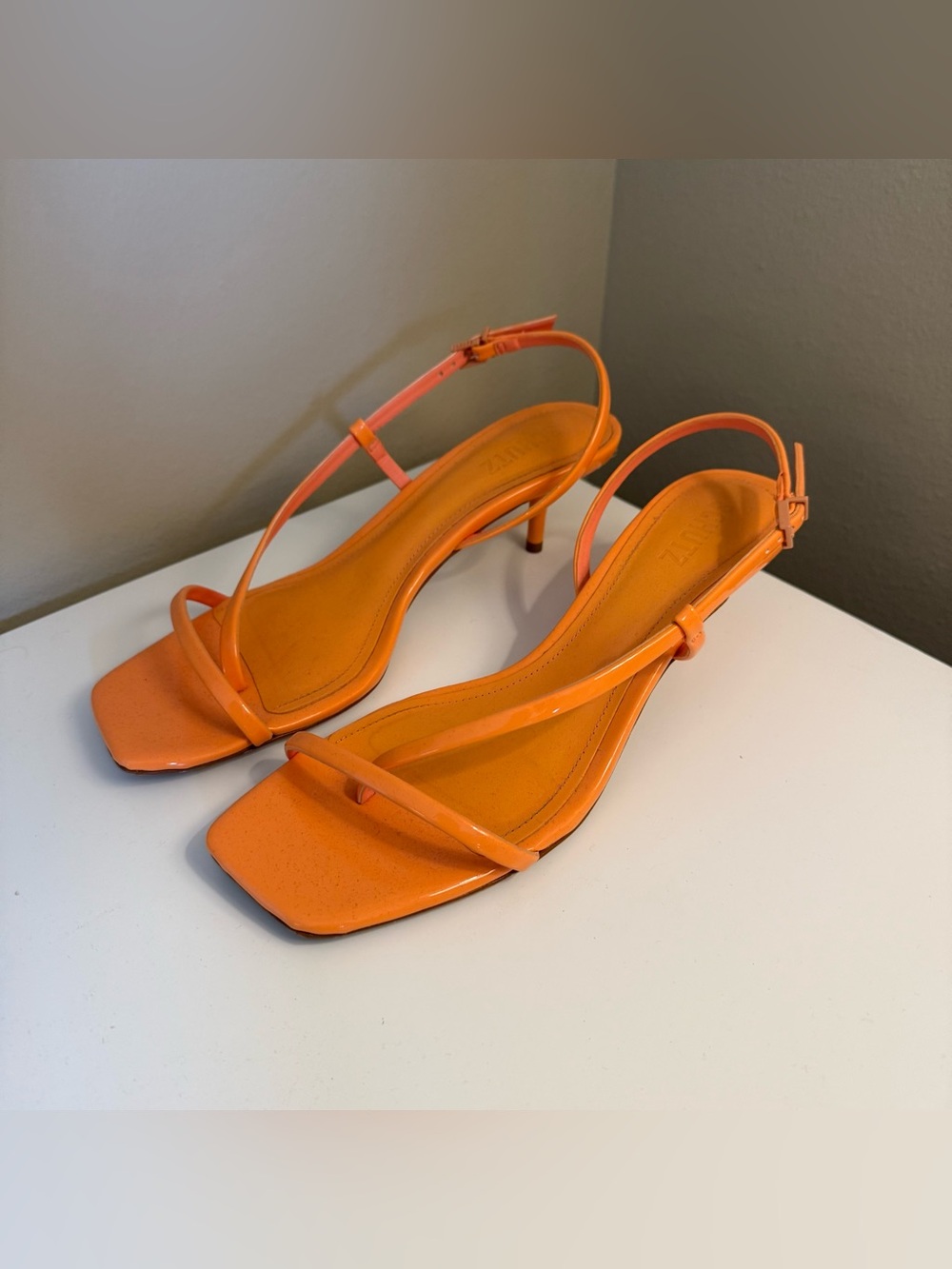 SCHUTZ Heloise Orange Strappy Slingback Heels